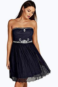Boohoo Boutique Lilly Embellished Lace Skirt Prom Dress