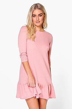 Boohoo Esther Ruffle Hem Swing Dress
