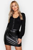 Boohoo Plus Hook Eye Detail Longsleeve Crop Top