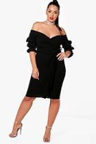 Boohoo Plus Darcy Off Shoulder Rouched Dress
