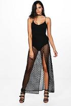 Boohoo Sofie Mesh Polka Dot Side Split Maxi Skirt