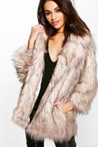 Boohoo Lois Shaggy Faux Fur Coat Cream