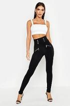Boohoo High Waisted Fitted Legging With Metal Detail