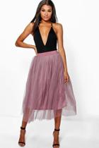 Boohoo Boutique Aya Tulle Full Midi Skirt Mauve