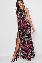 Boohoo Tall Mia Backless Tropical Maxi Dress