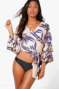 Boohoo Anya Hawaiin Wrap Beach Top