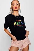 Boohoo Petite Ciao Bella Slogan T-shirt