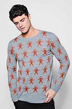 Boohoo Gingerbread Man Jacquard X-mas Jumper