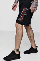 Boohoo Floral Embroidered Jersey Basketball Shorts Co-ord