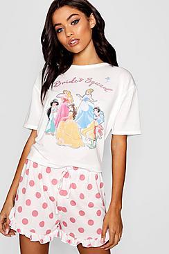 Boohoo Disney Princess 'brides Squad' Frill Pj Short Set
