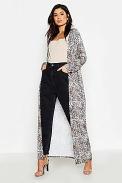 Boohoo Slinky Leopard Print Duster