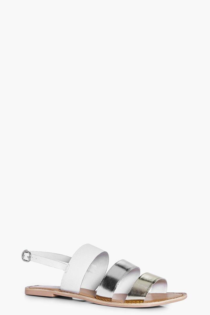 Boohoo Annabel Multi Coloured Leather Flat Gold