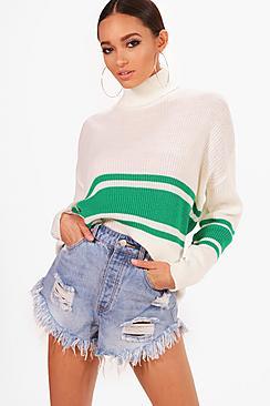 Boohoo Olivia Sports Stripe Roll Neck Jumper