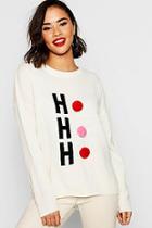 Boohoo Hohoho Christmas Jumper With Pom Pom