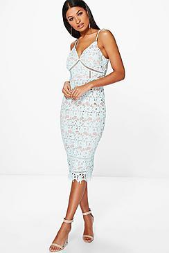 Boohoo Boutique Anna Corded Lace Midi Dress