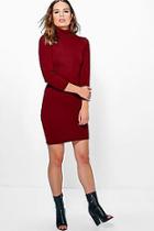 Boohoo Lexi Turtle Neck Fine Knit Mini Dress