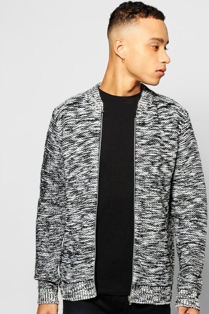 Boohoo Twisted Yarn Ma1 Bomber Black