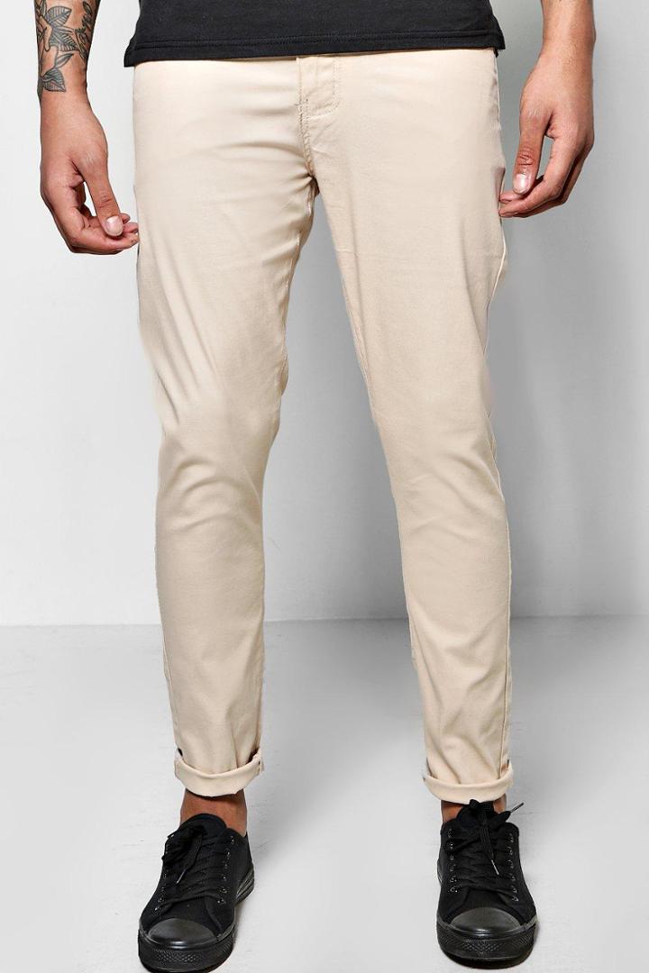 Boohoo Skinny Stretch Chino Trouser Stone