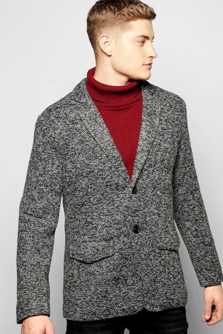 Boohoo Flecked Casual Blazer Grey