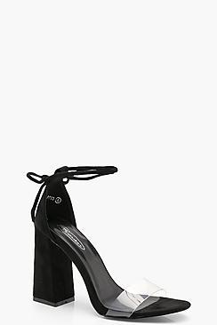 Boohoo Alice Clear Strap Flared Heels