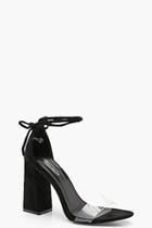 Boohoo Alice Clear Strap Flared Heels