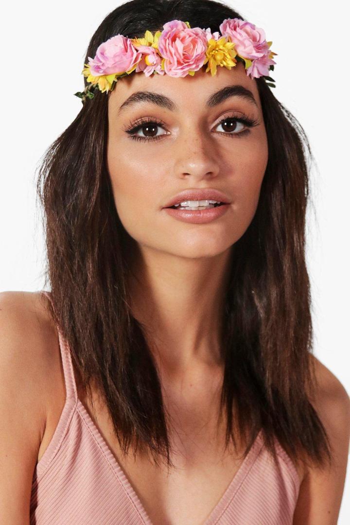 Boohoo Esme Multi Floral Elasticated Headband Pink