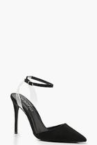 Boohoo Pointed Toe Clear Strap Heels