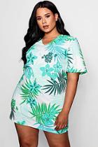 Boohoo Plus Anna Floral Tropical Print Shift Dress