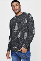 Boohoo Space Dye Sweater With Leaf Print