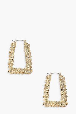 Boohoo Textured Trapezium Hoop Earrings
