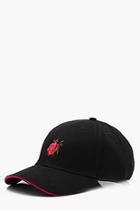 Boohoo 6 Panel Sandwich Cap With Rose Embroidery