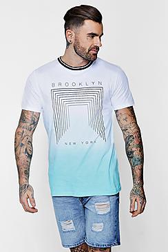 Boohoo Brooklyn Tie Dye Faded Sublimation T-shirt