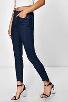 Boohoo Jayne Step Hem High Waisted Slim Leg Jeans