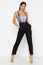 Boohoo Croc Embossed D-ring Belt Tapered Trouser