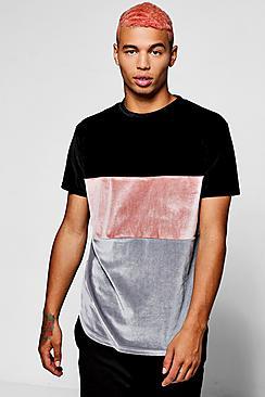 Boohoo Colour Block Velour T-shirt