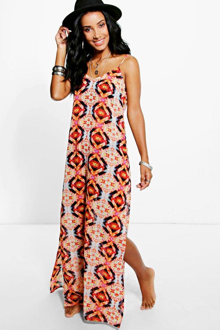 Boohoo Maddison Kaleidescope Maxi Dress Orange