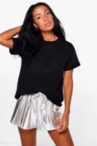 Boohoo Jessica Boxy Short Sleeved Crop Sweatshirt Black