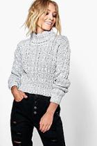 Boohoo Ria Marl Cable Knit Chunky Crop Jumper