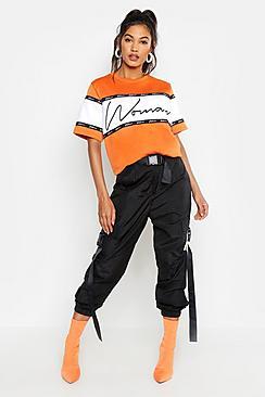Boohoo Woman Script Sweater