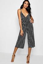 Boohoo Lisa Striped Culotte Strappy Jumpsuit