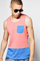 Boohoo Red Colour Block Tank Top With Contrast Pocket Red