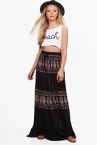 Boohoo Amelia Bohemian Print Tiered Maxi Skirt Multi