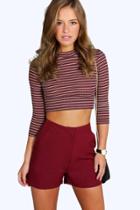 Boohoo Petite Ruth Tailored Short Wine