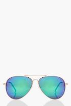 Boohoo Lucy Blue Lens Aviator Sunglasses