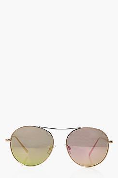 Boohoo Lola Pastel Revo Lense Aviator Sunglasses