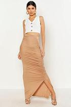Boohoo Rouched Front Maxi Skirt
