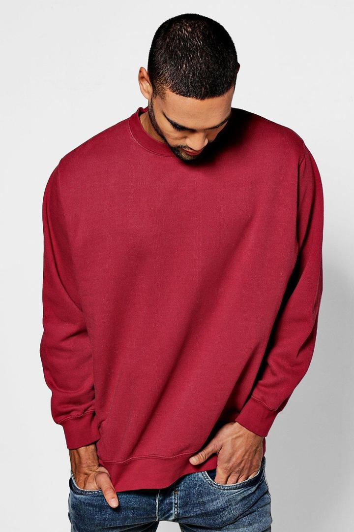 Boohoo Oversized Enzyme Washed Sweater Burgundy