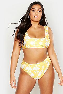 Boohoo Plus Floral High Waist Bikini