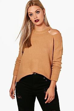 Boohoo Plus Charlotte Cold Shoulder Jumper