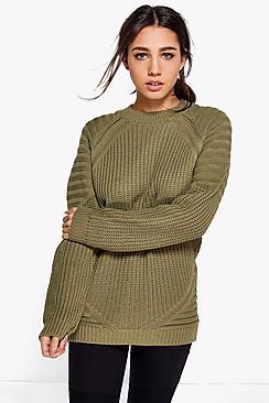 Boohoo Georgia Ladder & Rib Sleeve Fisherman Jumper